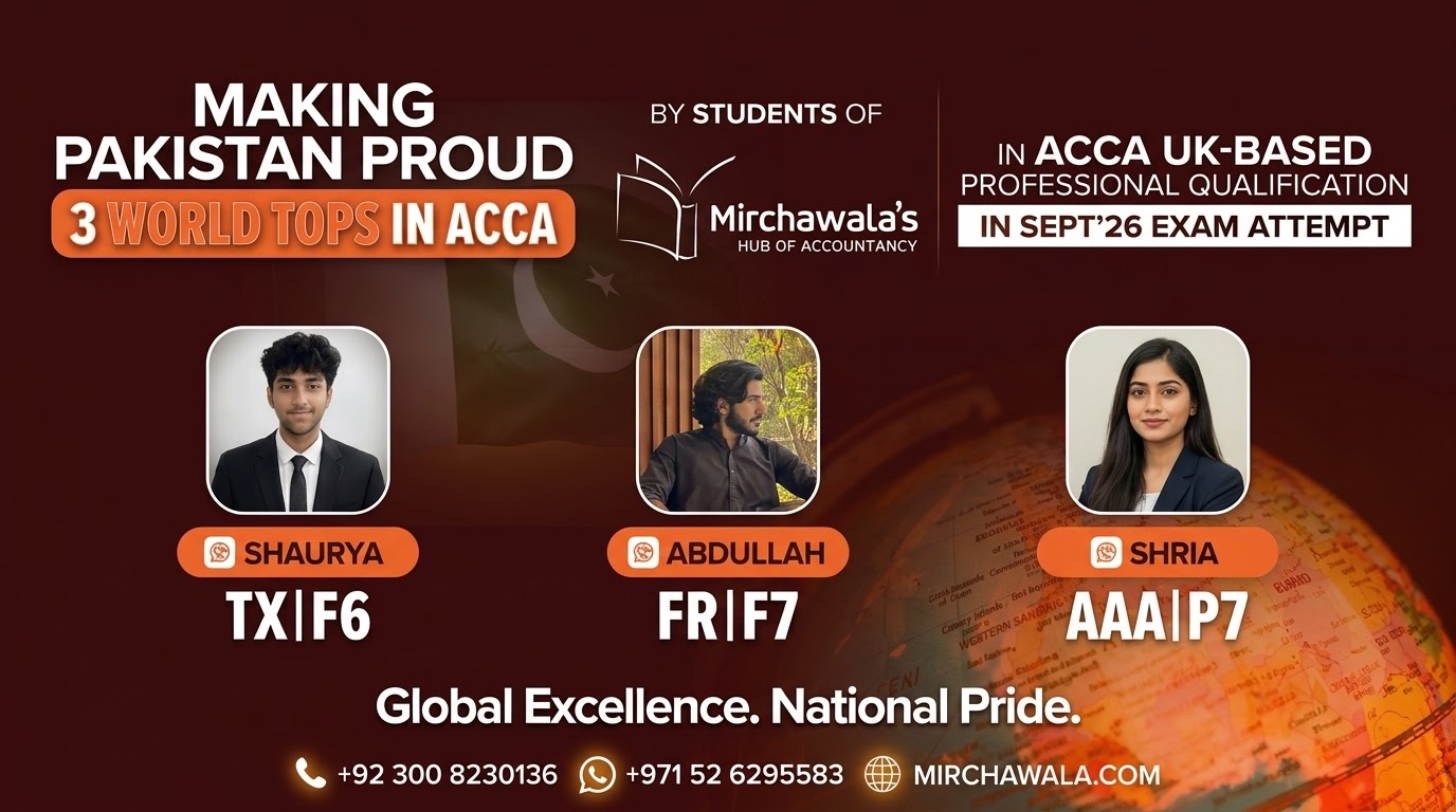 Pakistani Students Grab Three ACCA World Top Positions at Mirchawala's Hub of Accountancy